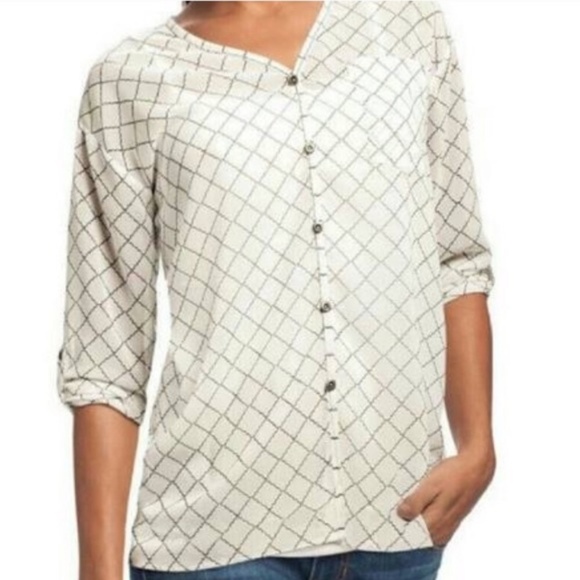 CAbi Tops - Cabi Chessboard Sheer Blouse White (style 740)